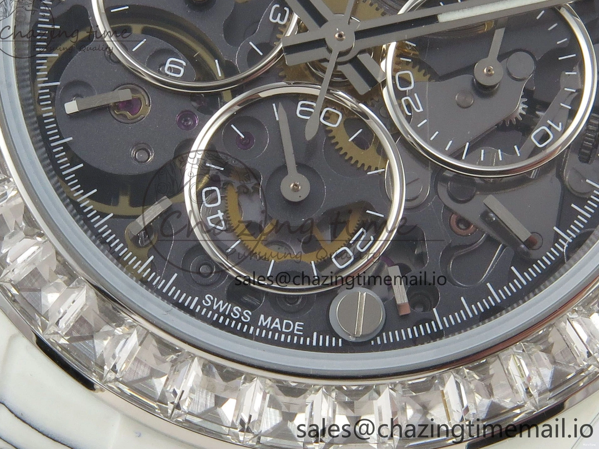 MiroTime 0110 Daytona Cosmograph White Carbon MPF Best Blaken Skeleton Dial on White Nylon Strap A FreshLook 314